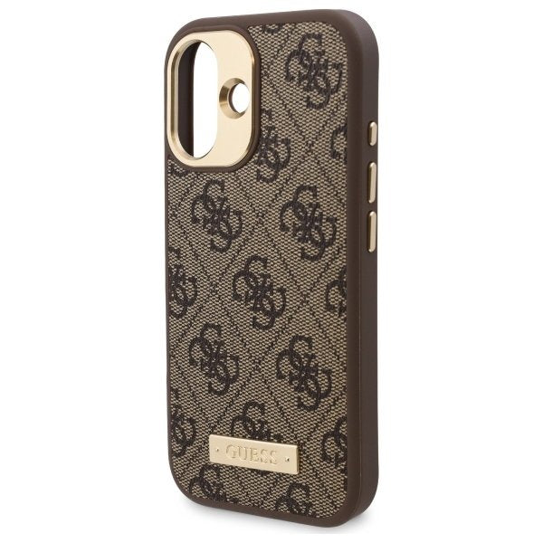 Θήκη MagSafe για Apple iPhone 16 Plus, Guess, 4G Logo Plate, Καφέ
