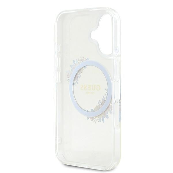 Θήκη MagSafe για Apple iPhone 16 Plus, Guess, IML Flowers Wreath, Διάφανη
