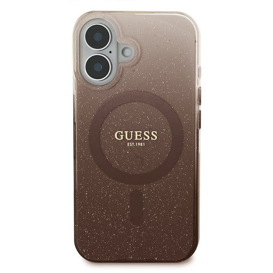 Θήκη MagSafe για Apple iPhone 16 Plus, Guess, IML Glitter Gradient, Καφέ