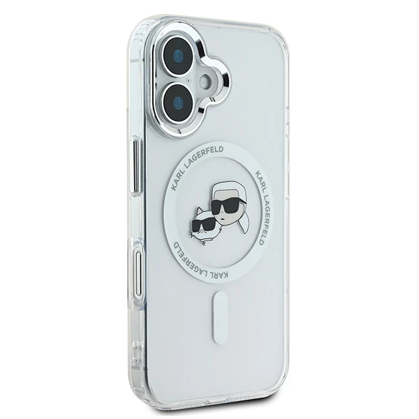 Θήκη MagSafe για Apple iPhone 16 Plus, Karl Lagerfeld, IML Metal Karl & Choupette's Heads, Λευκή