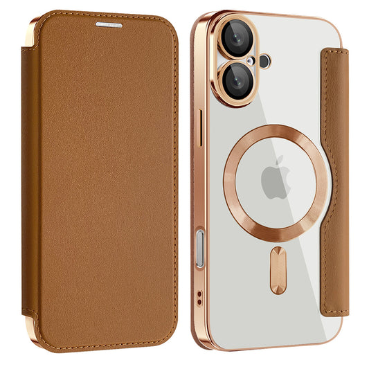 Θήκη MagSafe για Apple iPhone 16 Plus, Techsuit, SmartMag Book, Καφέ