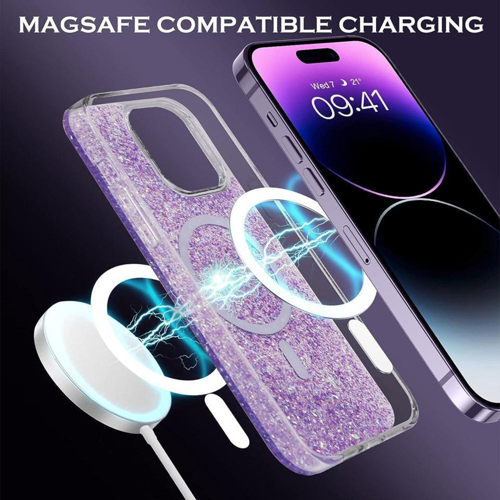 Θήκη MagSafe για Apple iPhone 16 Plus, Techsuit, Sparkly Glitter, Μπλε