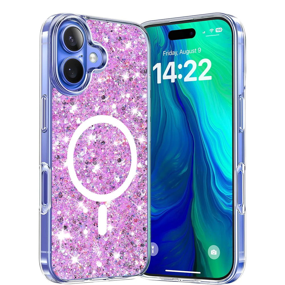 Θήκη MagSafe για Apple iPhone 16 Plus, Techsuit, Sparkly Glitter, Magenta