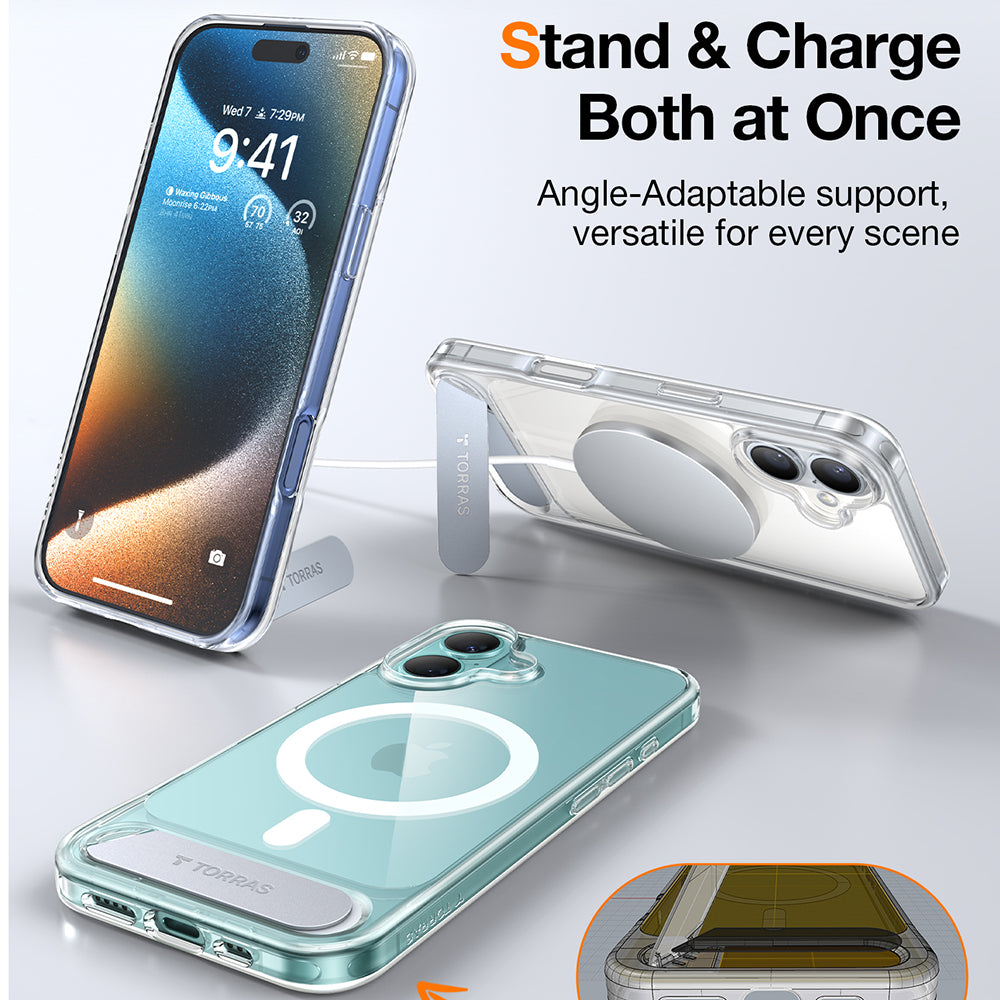 Θήκη MagSafe για Apple iPhone 16 Plus, Torras, Pstand, Διαφανής