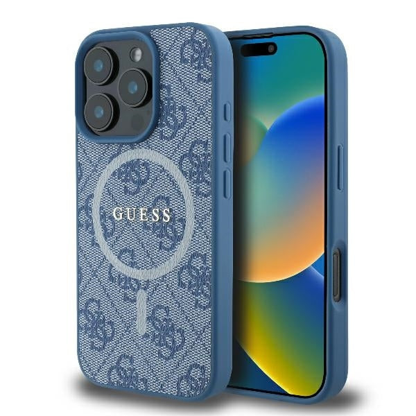 Θήκη MagSafe για Apple iPhone 16 Pro, Guess, 4G Ring Classic Logo, Μπλε
