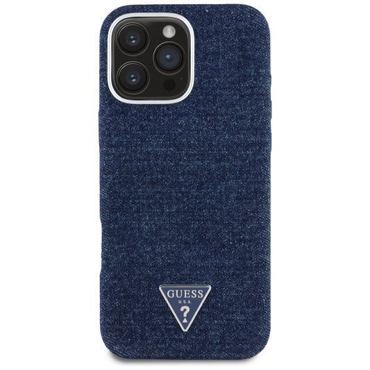 Θήκη MagSafe για Apple iPhone 16 Pro, Guess, Denim Triangle Logo, Μπλε