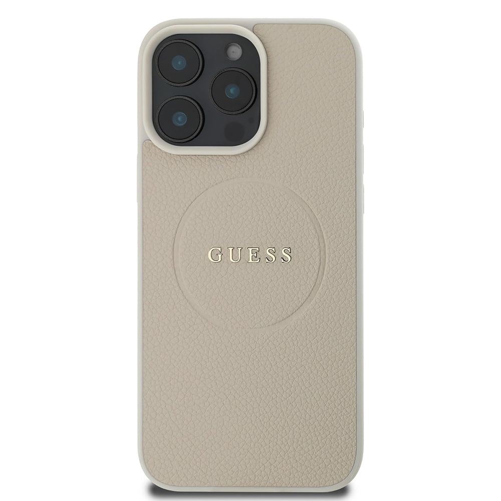 Θήκη MagSafe για Apple iPhone 16 Pro, Guess, Grained Gold Ring, Μπεζ