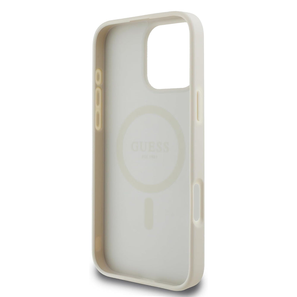 Θήκη MagSafe για Apple iPhone 16 Pro, Guess, Grained Gold Ring, Μπεζ