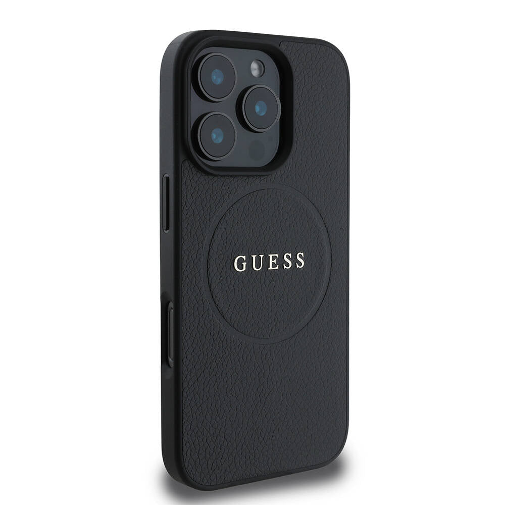 Θήκη MagSafe για Apple iPhone 16 Pro, Guess, Grained Gold Ring, Μαύρη