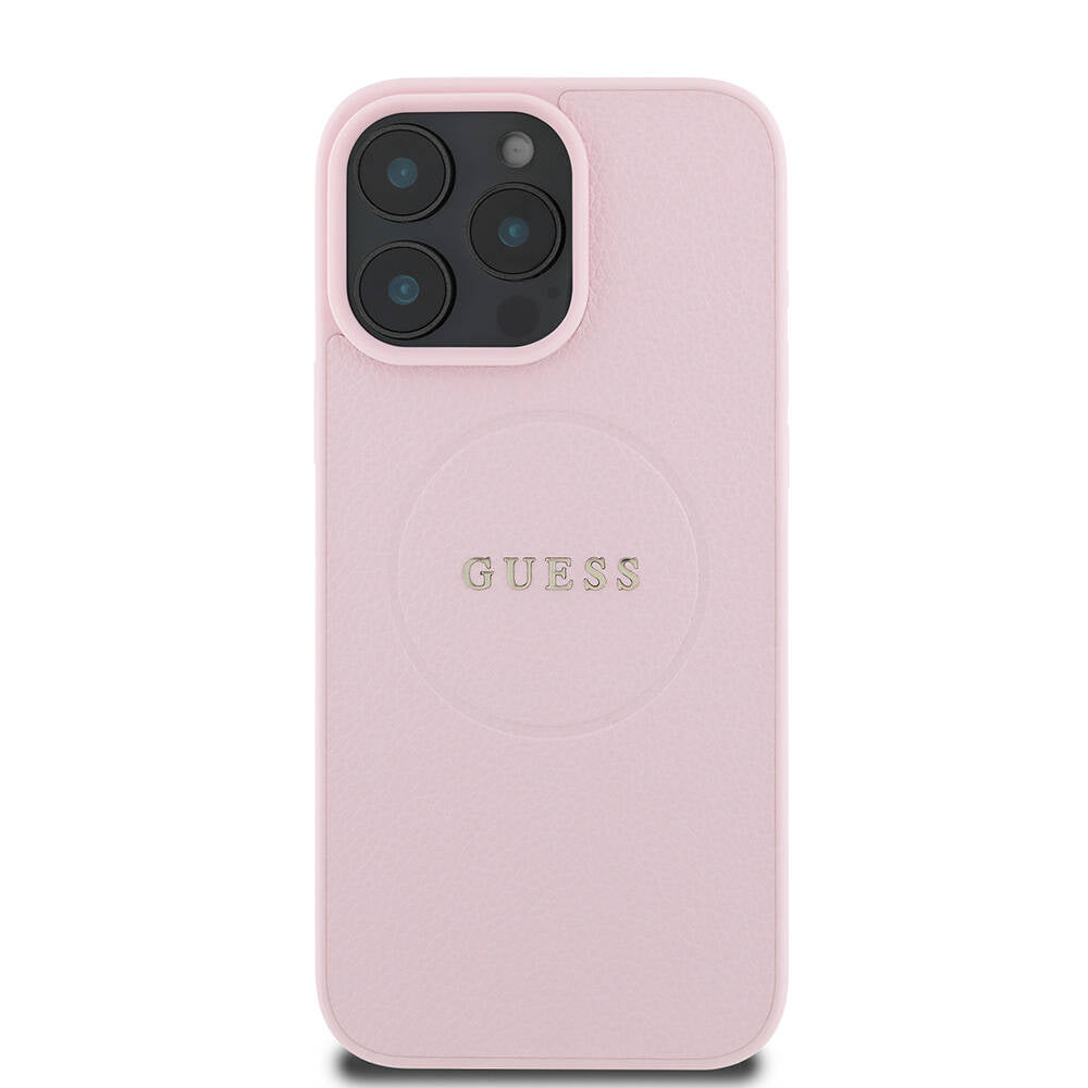 Θήκη MagSafe για Apple iPhone 16 Pro, Guess, Grained Gold Ring, Ροζ