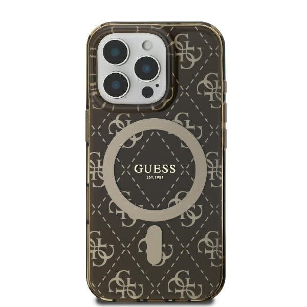 MagSafe Case for Apple iPhone 16 Pro, Guess, IML 4G Background, Brown