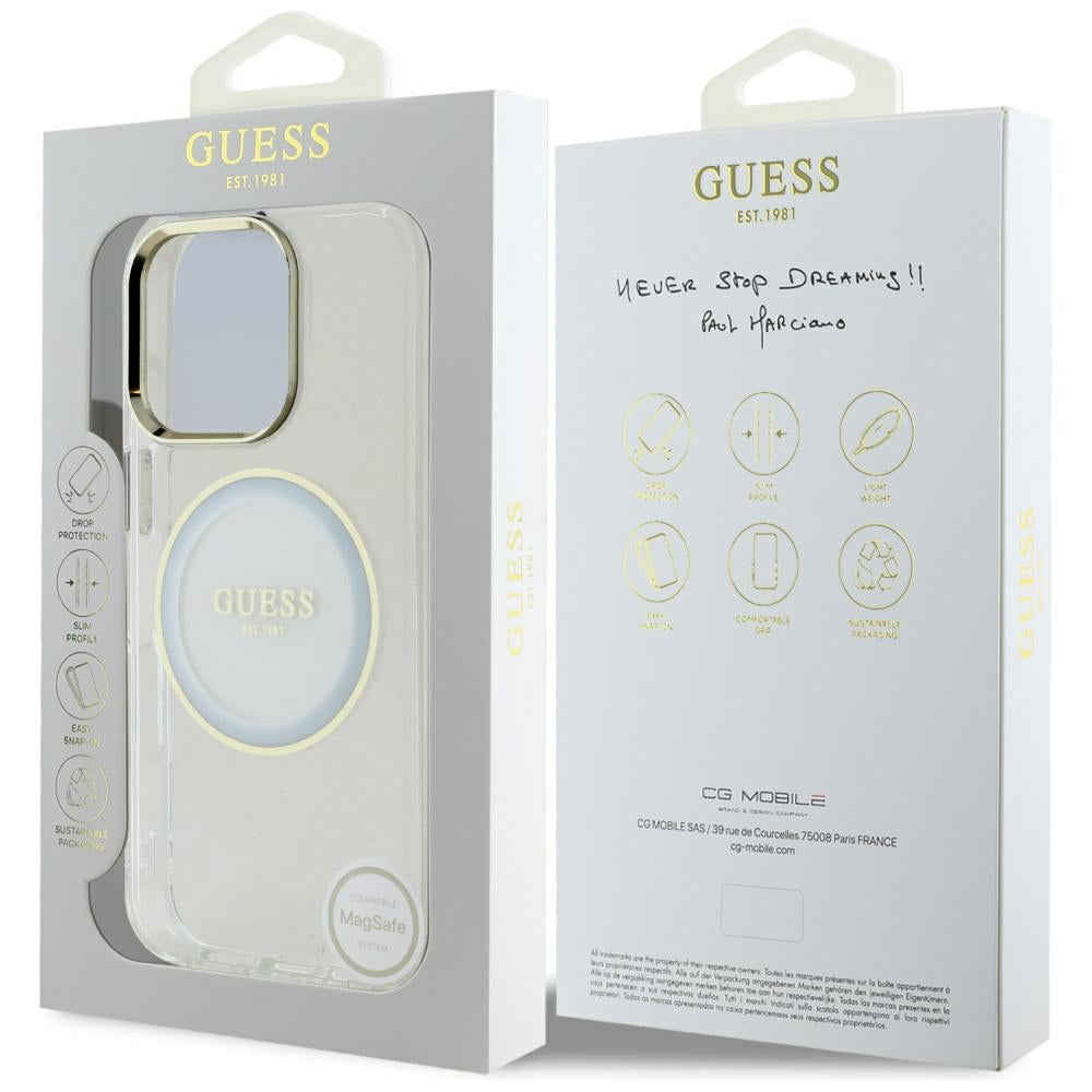 Θήκη MagSafe για Apple iPhone 16 Pro, Guess, IML Metal Colored Circle, Λευκή