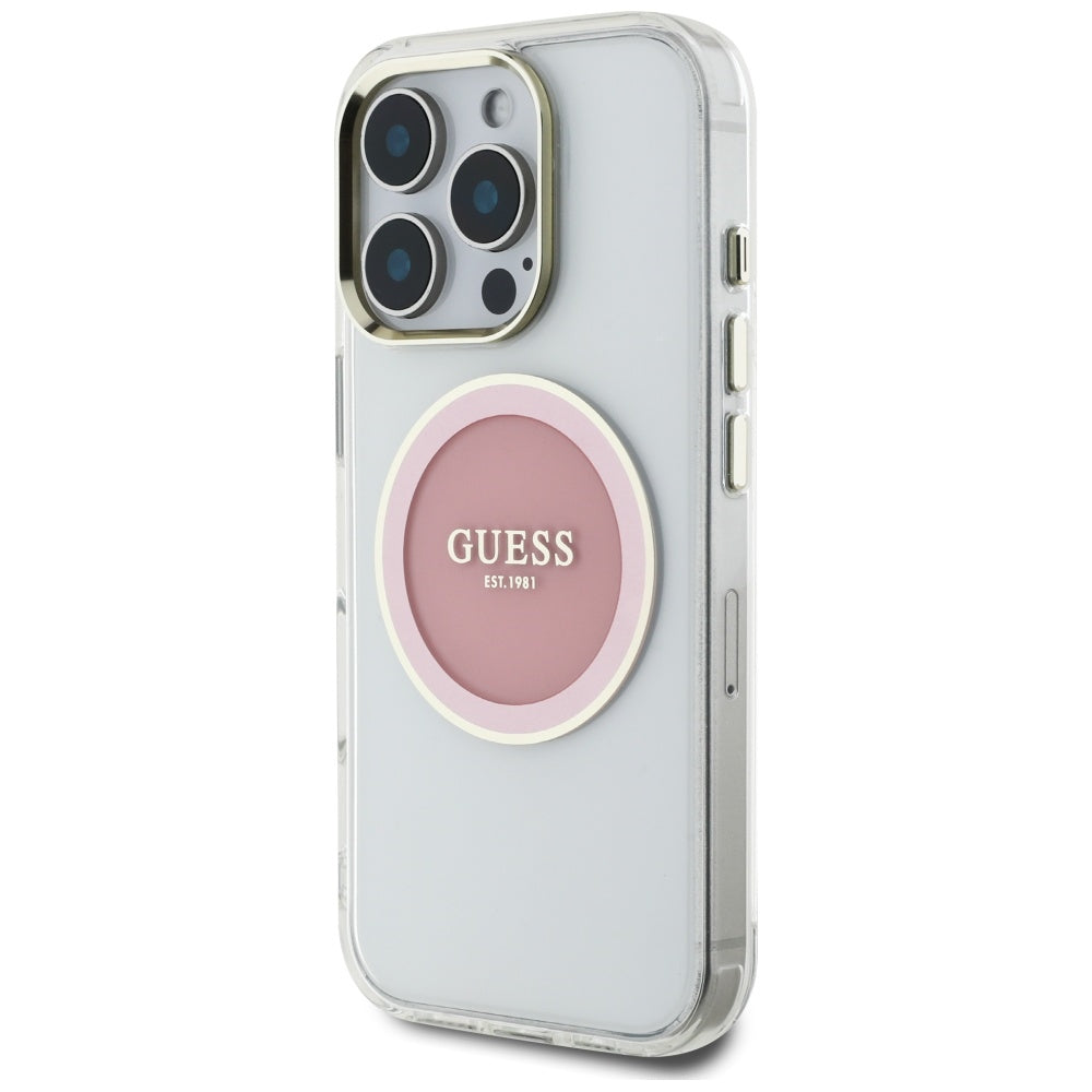 Θήκη MagSafe για Apple iPhone 16 Pro, Guess, IML Metal Colored Circle, Ροζ