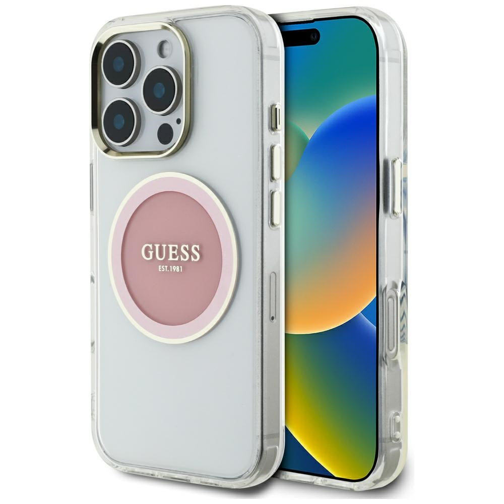 Θήκη MagSafe για Apple iPhone 16 Pro, Guess, IML Metal Colored Circle, Ροζ