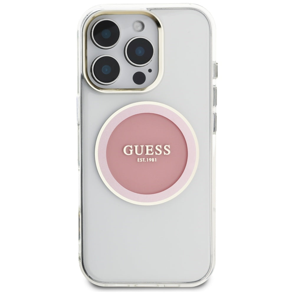 Θήκη MagSafe για Apple iPhone 16 Pro, Guess, IML Metal Colored Circle, Ροζ