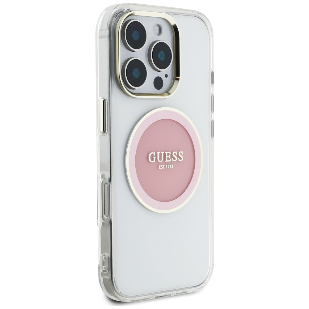 Θήκη MagSafe για Apple iPhone 16 Pro, Guess, IML Metal Colored Circle, Ροζ