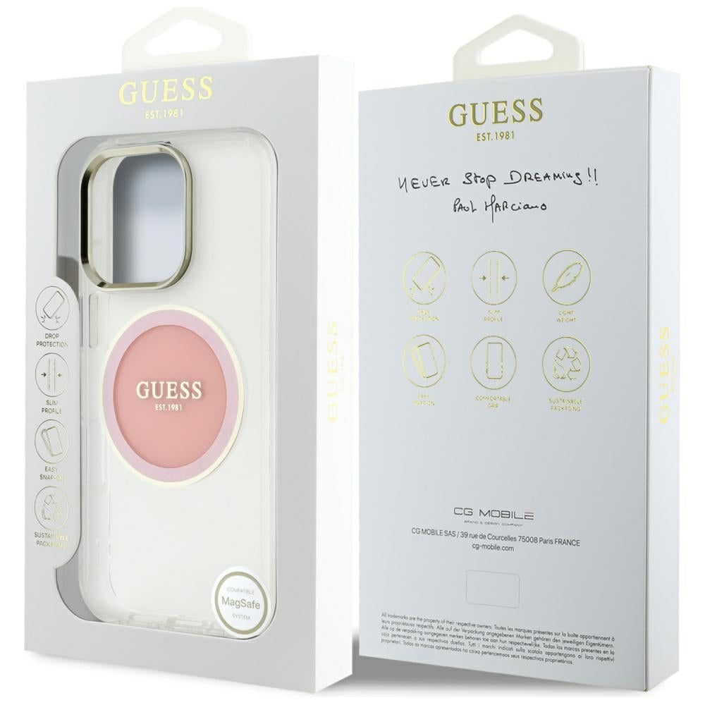 Θήκη MagSafe για Apple iPhone 16 Pro, Guess, IML Metal Colored Circle, Ροζ