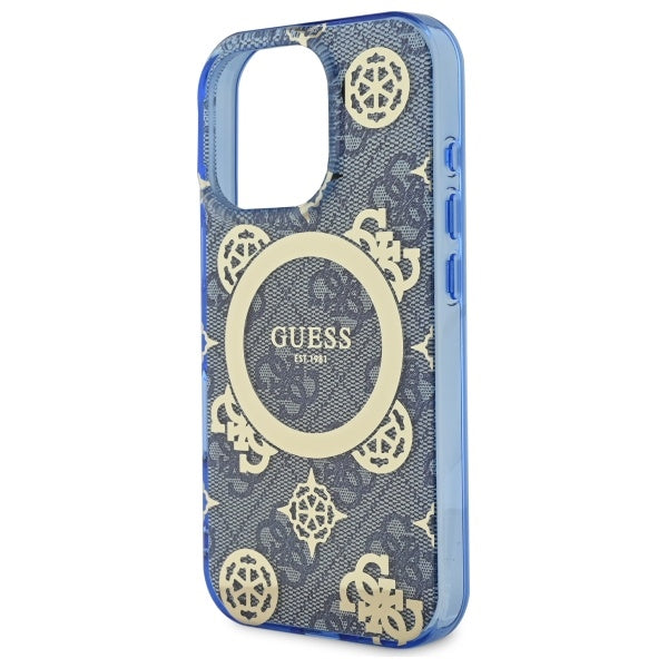 Θήκη MagSafe για Apple iPhone 16 Pro, Guess, IML Peony On 4G Background, Μπλε