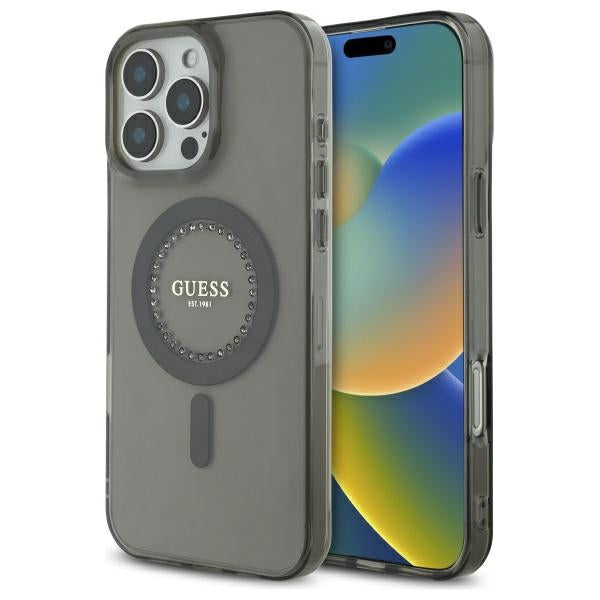 Θήκη MagSafe για Apple iPhone 16 Pro, Guess, IML Rhinestone, Μαύρη