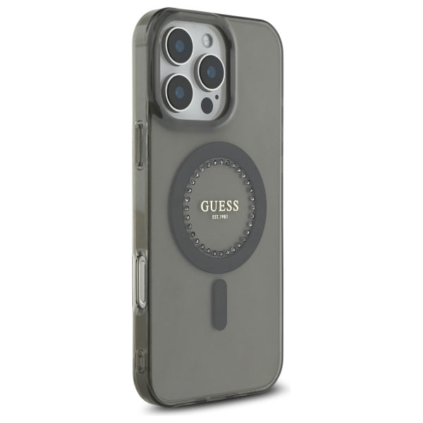Θήκη MagSafe για Apple iPhone 16 Pro, Guess, IML Rhinestone, Μαύρη