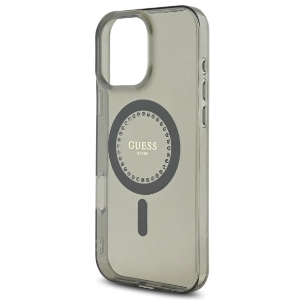 Θήκη MagSafe για Apple iPhone 16 Pro, Guess, IML Rhinestone, Μαύρη