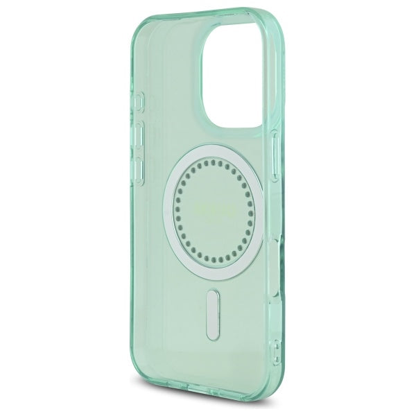 Θήκη MagSafe για Apple iPhone 16 Pro, Guess, IML Rhinestone, Πράσινη
