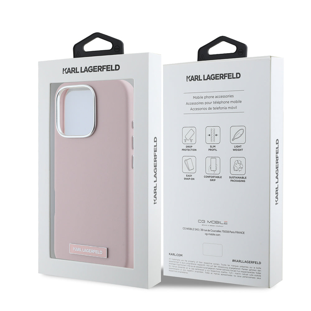 MagSafe Case for Apple iPhone 16 Pro, Karl Lagerfeld, FW Metal Plate, Pink
