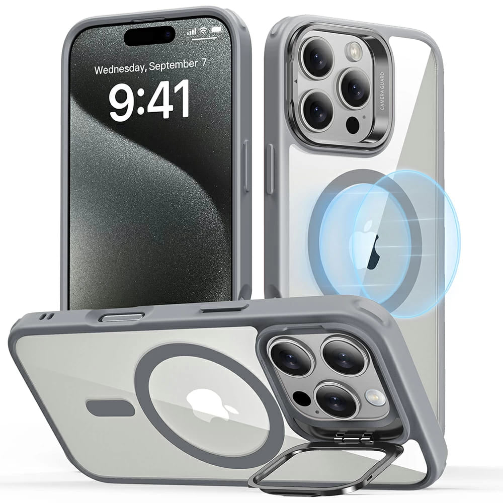 Θήκη MagSafe για Apple iPhone 16 Pro Max, ESR, Classic Hybrid Kickstand, Διάφανο Γκρι