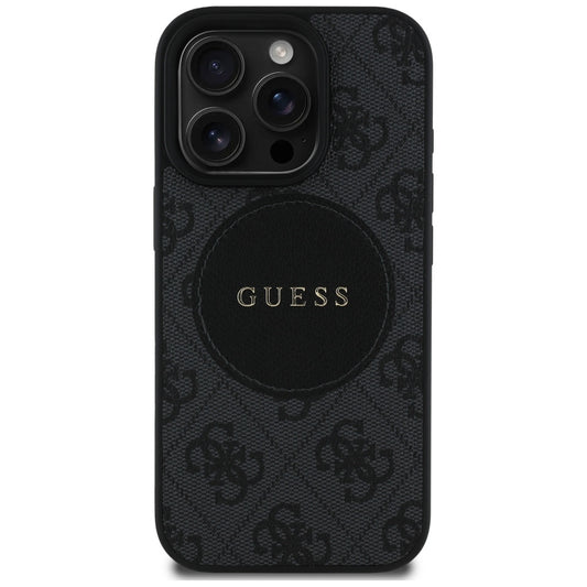 Θήκη MagSafe για Apple iPhone 16 Pro Max, Guess, 4G Circle Classic Logo, Μαύρη