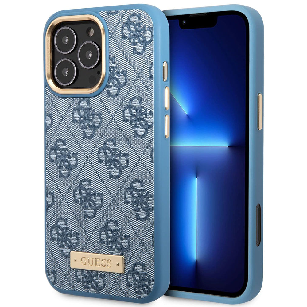 Θήκη MagSafe για Apple iPhone 16 Pro Max, Guess, 4G Logo Plate, Μπλε