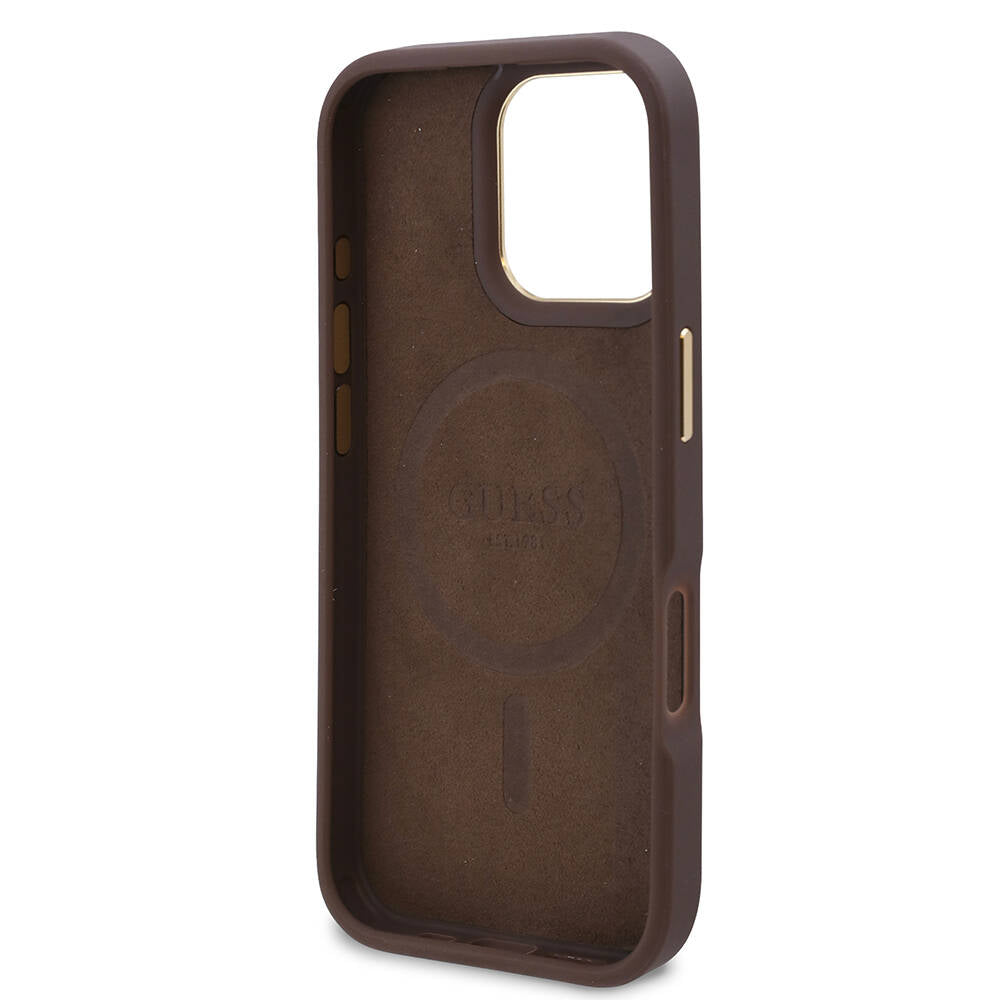 Θήκη MagSafe για Apple iPhone 16 Pro Max, Guess, 4G Logo Plate, Μαύρη