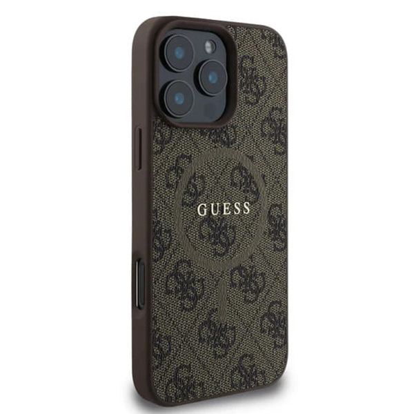Θήκη MagSafe για Apple iPhone 16 Pro Max, Guess, 4G Ring Classic Logo, Καφέ