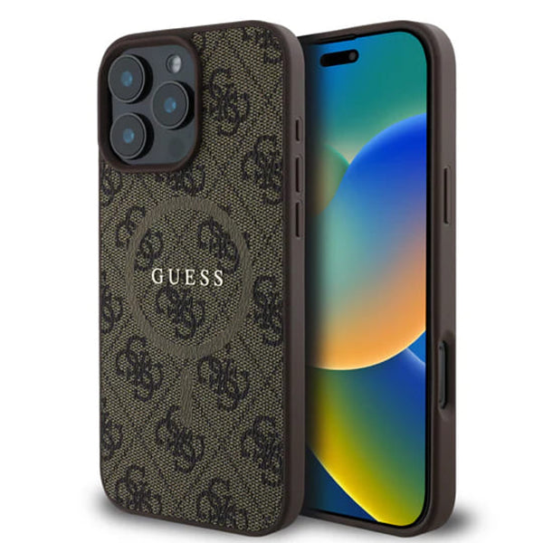 Θήκη MagSafe για Apple iPhone 16 Pro Max, Guess, 4G Ring Classic Logo, Καφέ