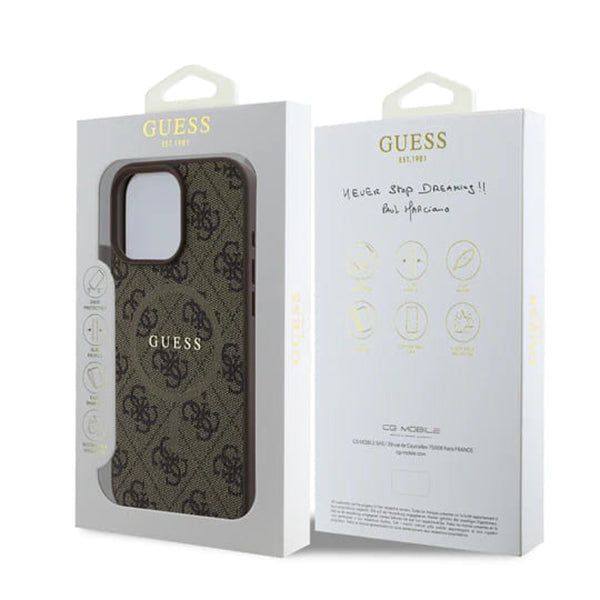 Θήκη MagSafe για Apple iPhone 16 Pro Max, Guess, 4G Ring Classic Logo, Καφέ