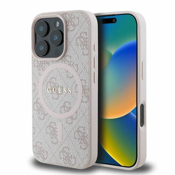 Θήκη MagSafe για Apple iPhone 16 Pro Max, Guess, 4G Ring Classic Logo, Ροζ