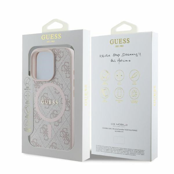 Θήκη MagSafe για Apple iPhone 16 Pro Max, Guess, 4G Ring Classic Logo, Ροζ