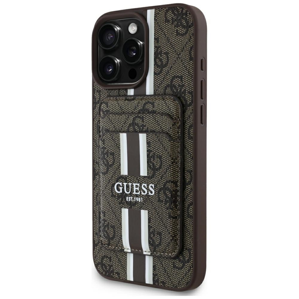 MagSafe Case for Apple iPhone 16 Pro Max, Guess, Cardslot 4G Stripes, Brown