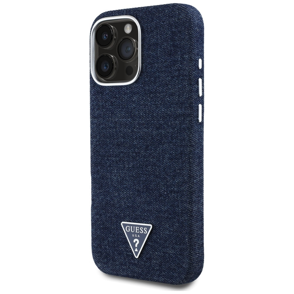 Θήκη MagSafe για Apple iPhone 16 Pro Max, Guess, Denim Triangle Logo, Μπλε