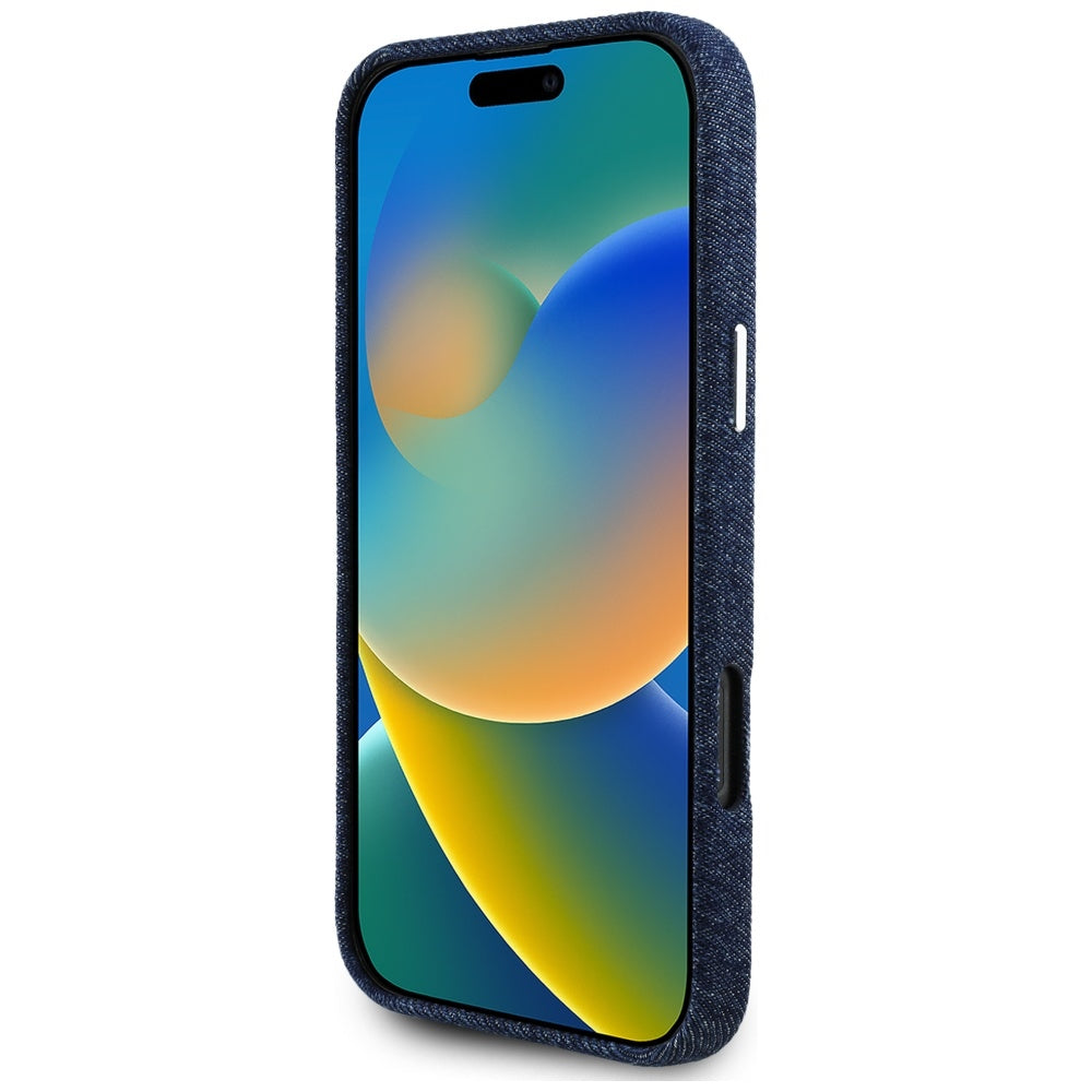 Θήκη MagSafe για Apple iPhone 16 Pro Max, Guess, Denim Triangle Logo, Μπλε