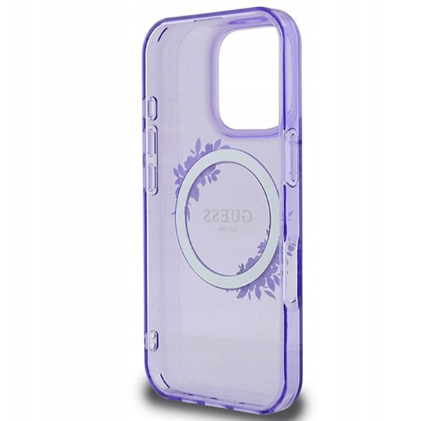 Θήκη MagSafe για Apple iPhone 16 Pro Max, Guess, IML Flowers Wreath, Μωβ