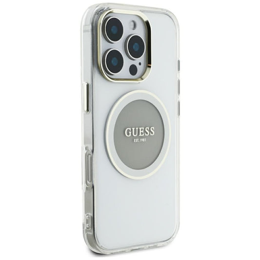 Θήκη MagSafe για Apple iPhone 16 Pro Max, Guess, IML Metal Colored Circle, Γκρι