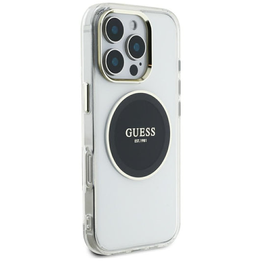 Θήκη MagSafe για Apple iPhone 16 Pro Max, Guess, IML Metal Colored Circle, Μαύρη