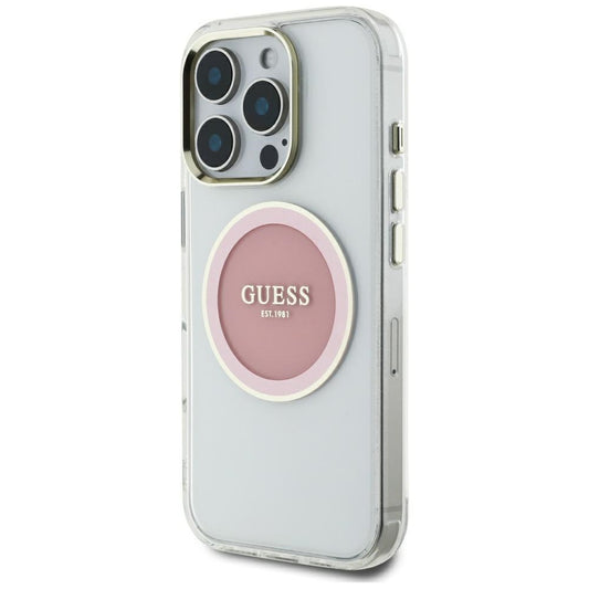 Θήκη MagSafe για Apple iPhone 16 Pro Max, Guess, IML Metal Colored Circle, Ροζ