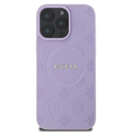 Θήκη MagSafe για Apple iPhone 16 Pro Max, Guess, Saffiano Peony Classic Logo, Μωβ