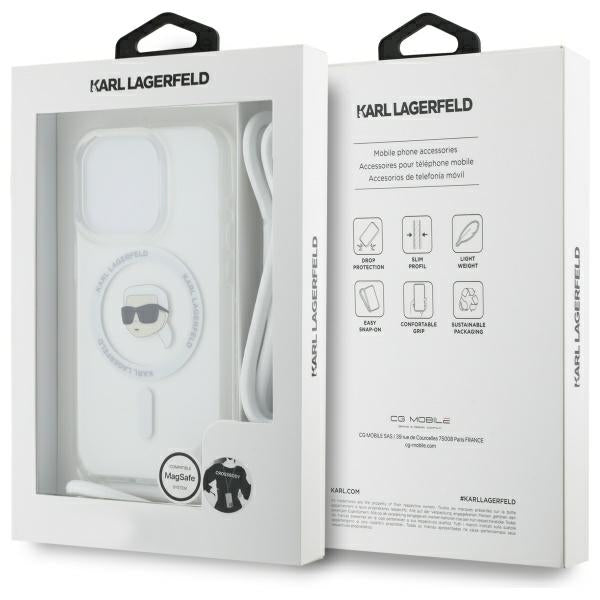 Θήκη MagSafe για Apple iPhone 16 Pro Max, Karl Lagerfeld, IML Crossbody Karl's Head, Διάφανη