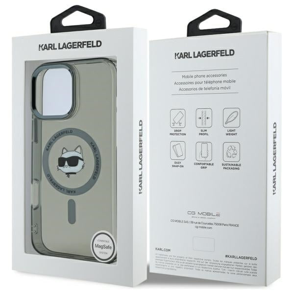 Θήκη MagSafe για Apple iPhone 16 Pro Max, Karl Lagerfeld, IML Metal Choupette's Head, Μαύρη