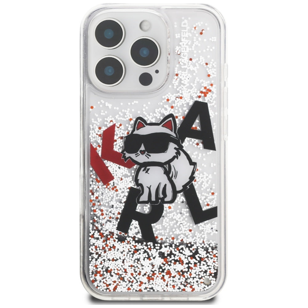 Θήκη MagSafe για Apple iPhone 16 Pro Max, Karl Lagerfeld, Liquid Glitter Choupette Logo, Διαφανής