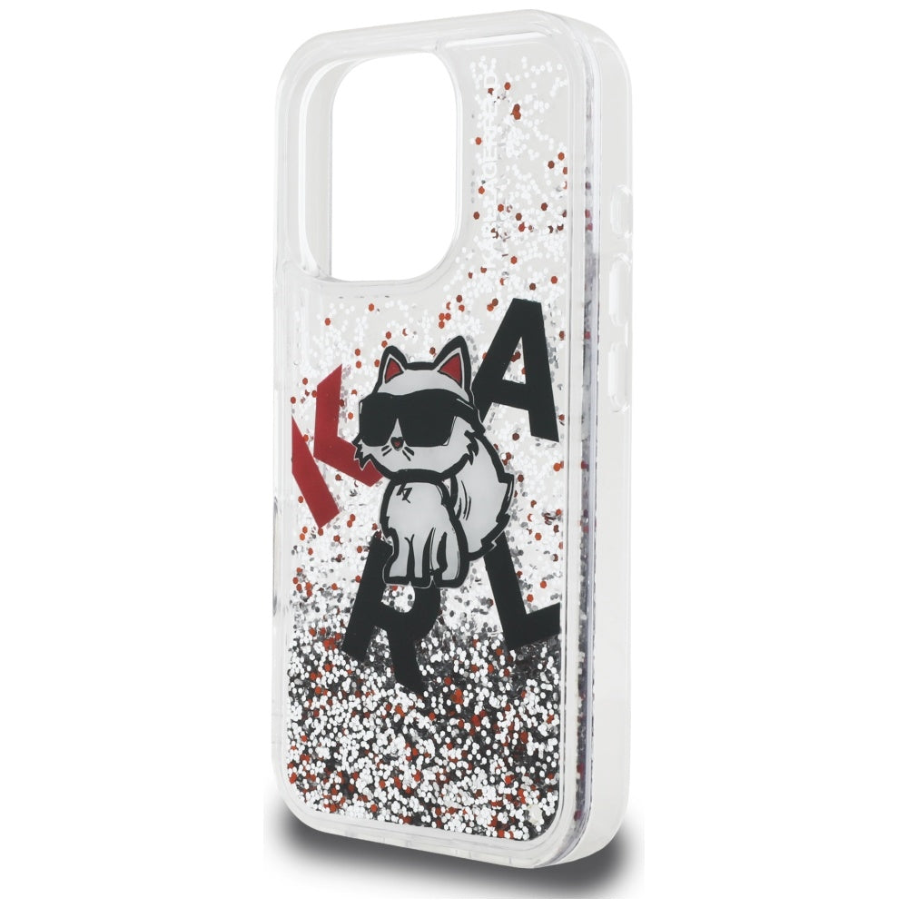 Θήκη MagSafe για Apple iPhone 16 Pro Max, Karl Lagerfeld, Liquid Glitter Choupette Logo, Διαφανής