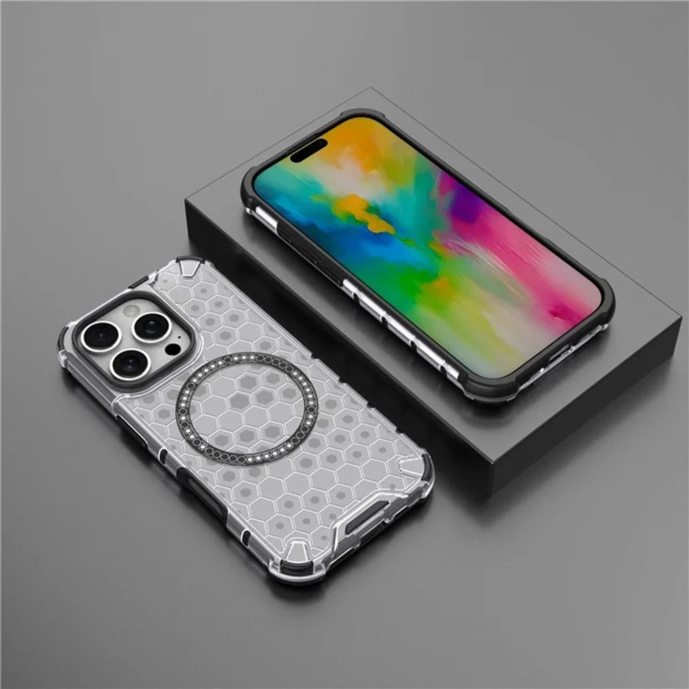 Θήκη MagSafe για Apple iPhone 16 Pro Max, Techsuit, HoneyComb Shield, Λευκό
