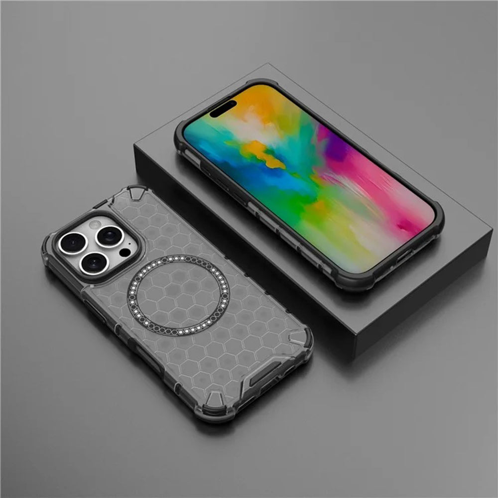 Θήκη MagSafe για Apple iPhone 16 Pro Max, Techsuit, HoneyComb Shield, Μαύρη